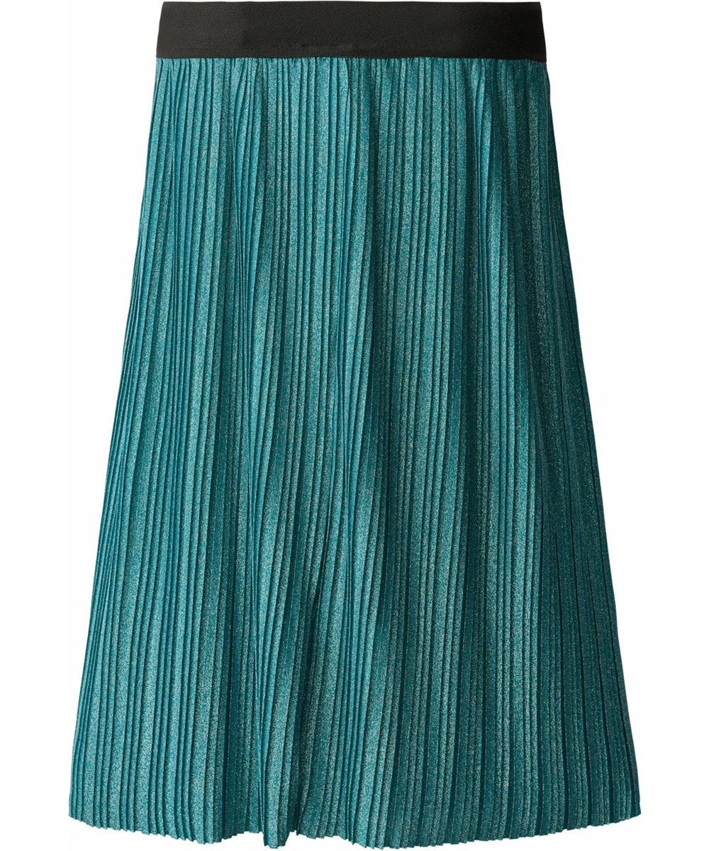 Bailini - Cosmic Green - Geplooide kinderrok in groene glitter.
