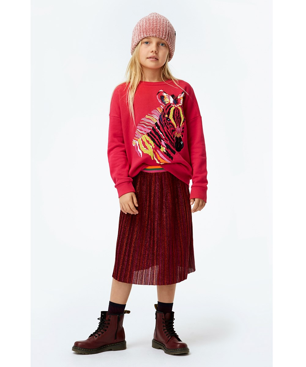 Bailini - Dragon Fruit - Rode rok met plooitjes en glitters