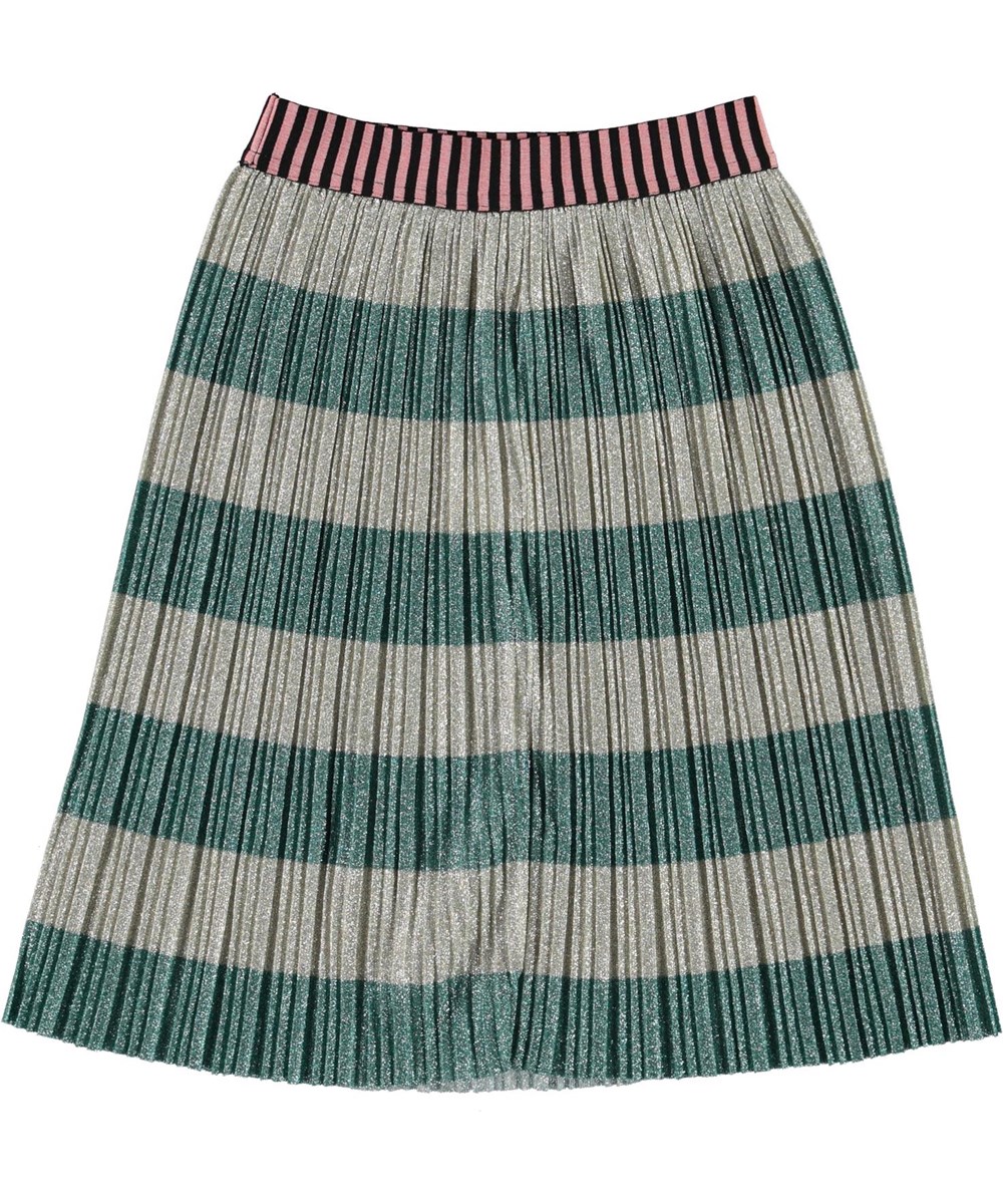 Bailini - Ivy Stripe - Plooirok met grijs en groene glitter