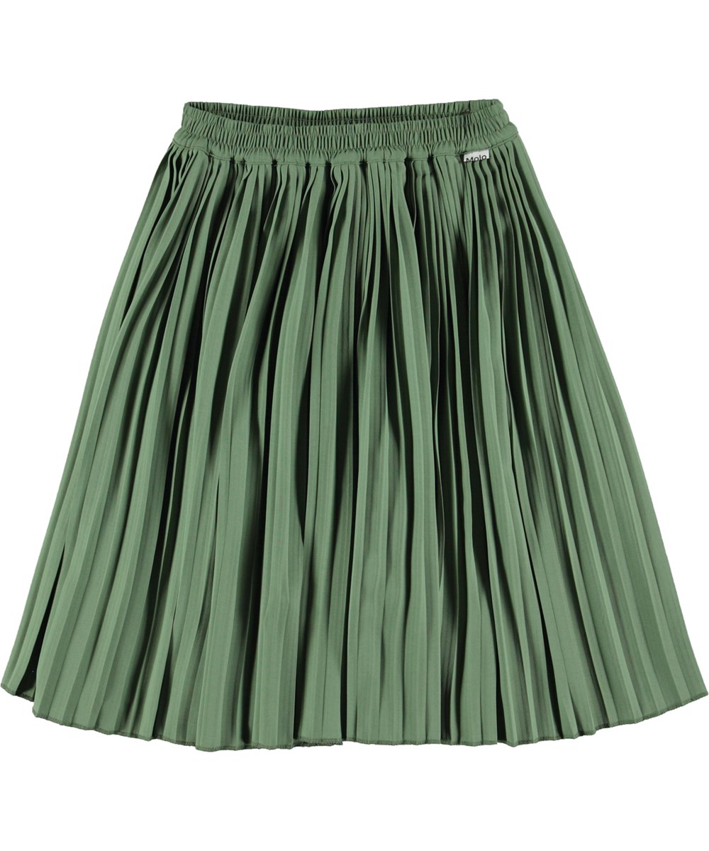 Becka - Moss Green - Groene geplooide midi rok