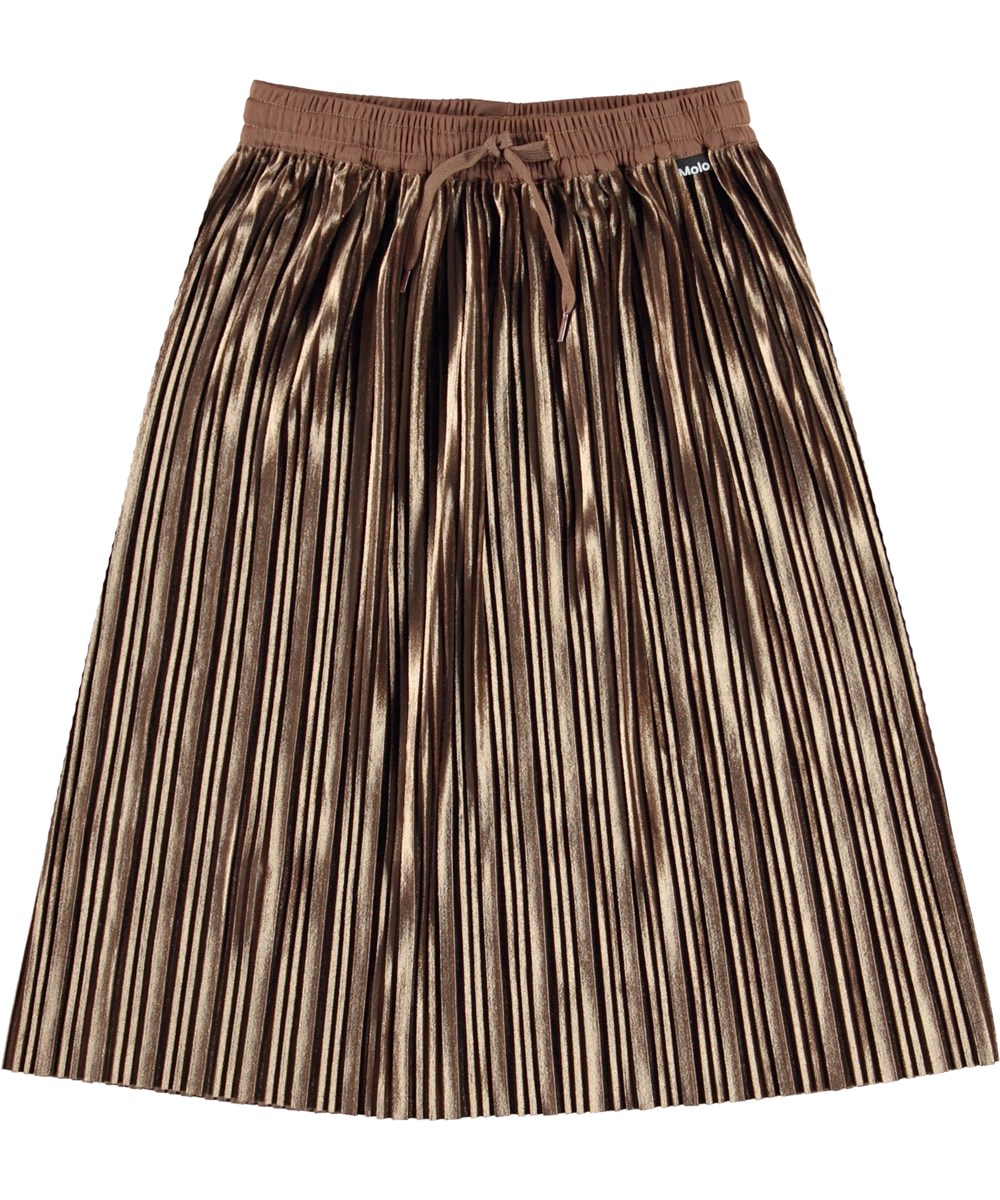 Becky - Earthy - Goudkleurige geplooide rok