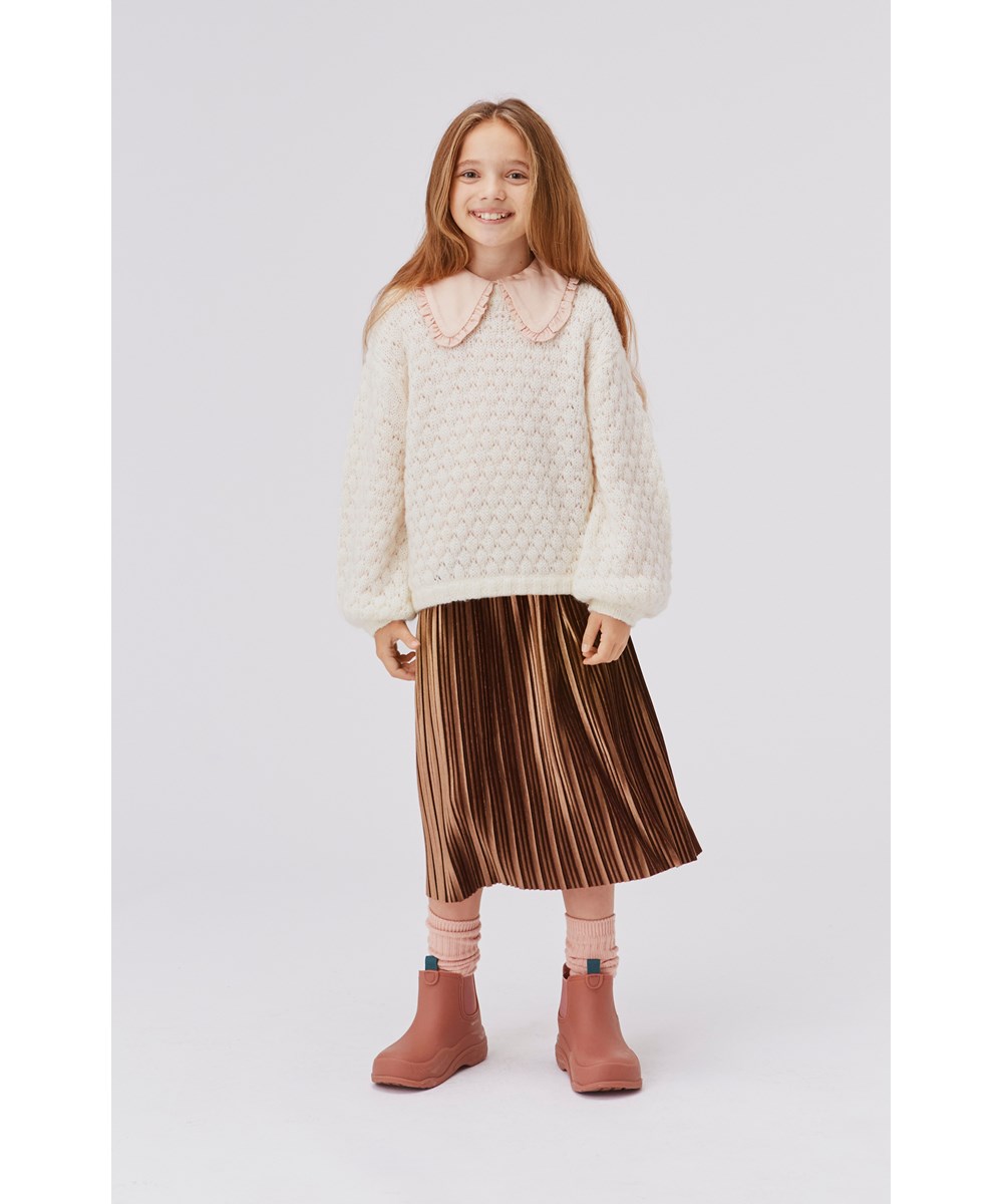 Becky - Earthy - Goudkleurige geplooide rok