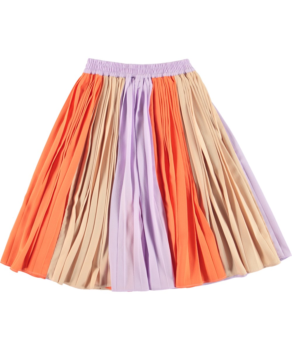 Becky - Starlight - Paarse, oranje en beige geplooide rok