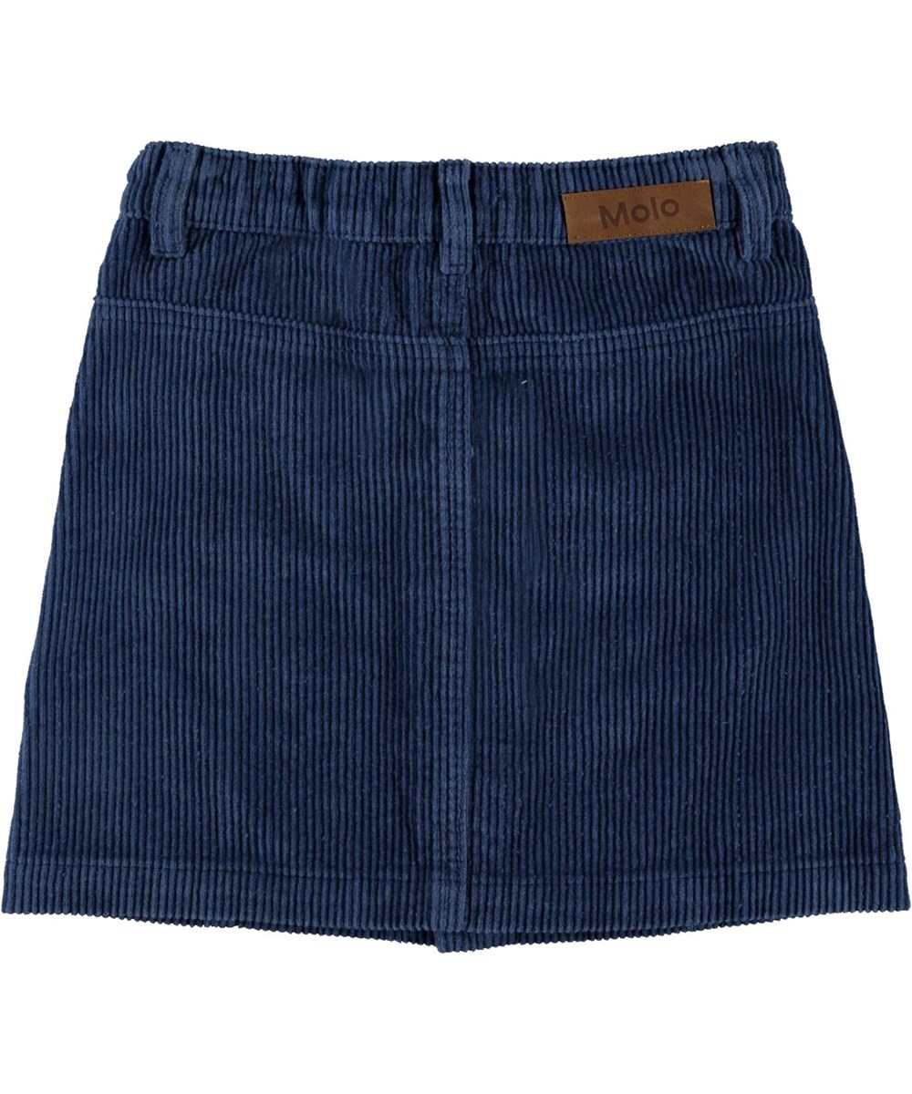 Bera - Blue Daisy - Blauwe corduroy rok met knopen