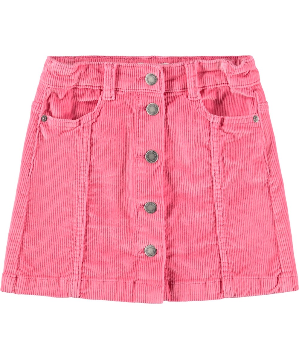 Bera - Confetti - Roze kinderrok gemaakt van katoenen fluweel met knoopsluiting.