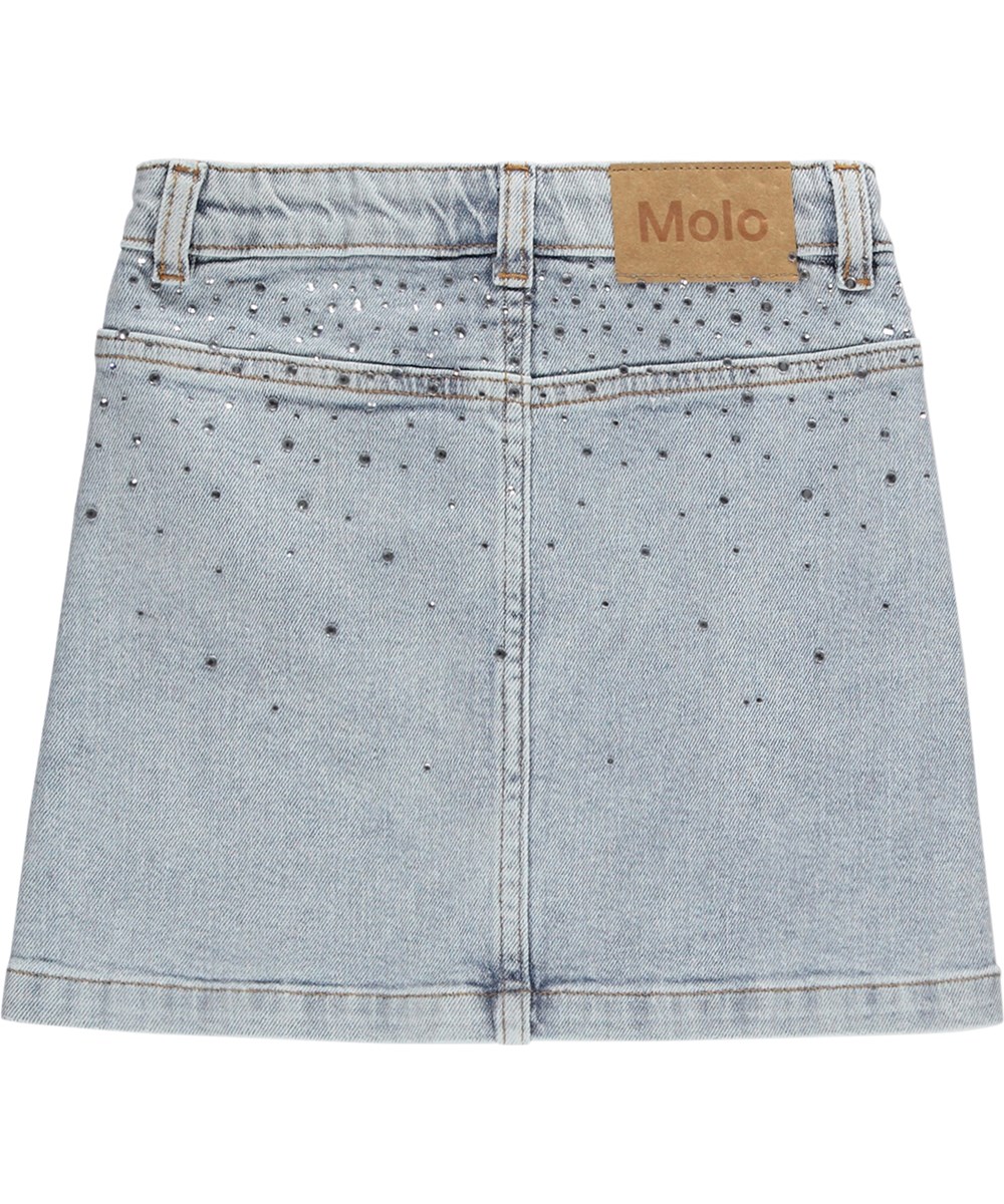 Bera - Rhinestone Denim - Blauwe spijkerrok voor kinderen met drukknopen