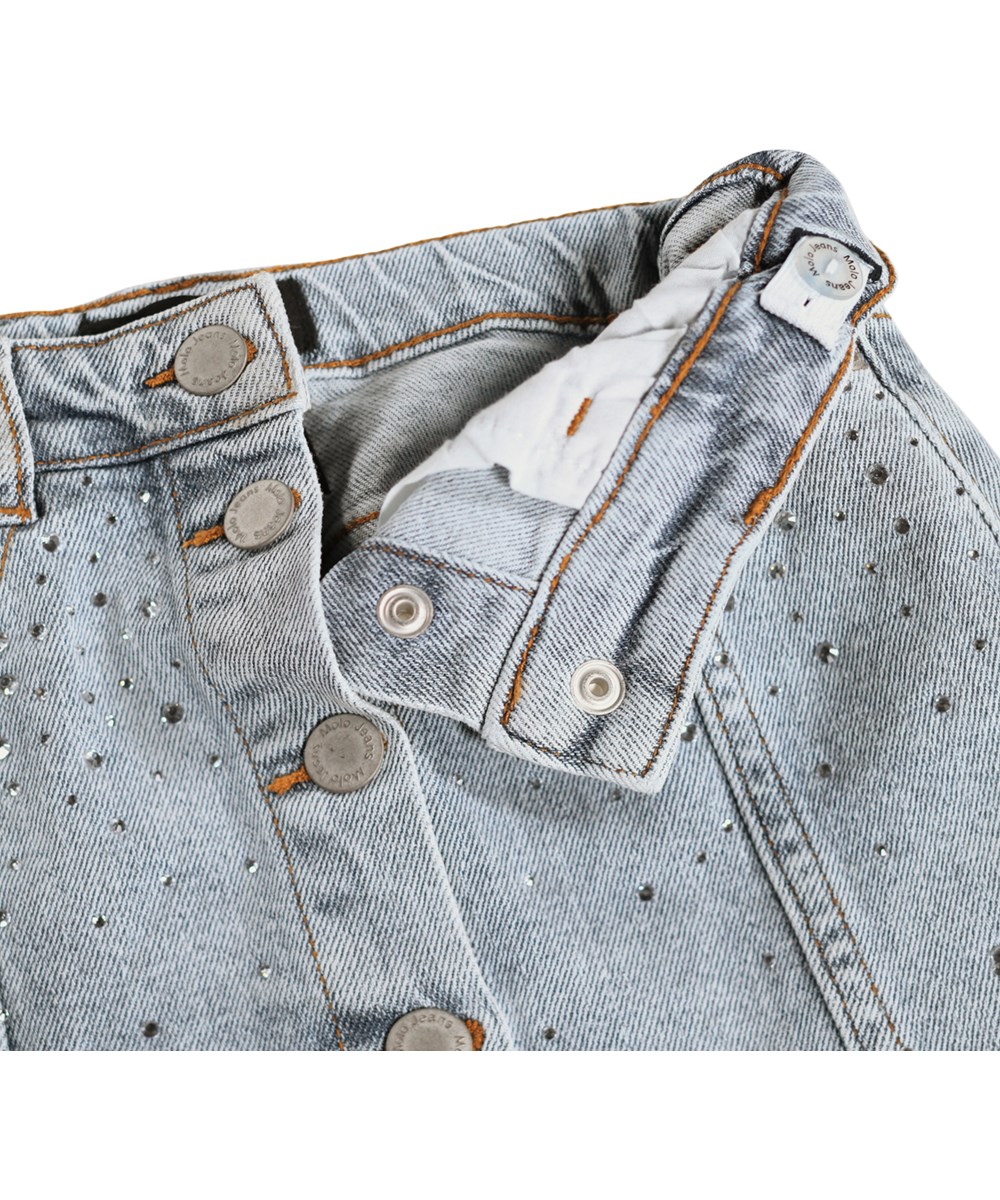 Bera - Rhinestone Denim - Blauwe spijkerrok voor kinderen met drukknopen
