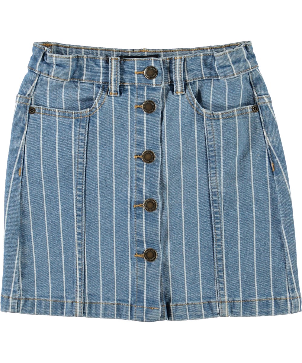 Bera - Vertical Stripes - Lichtblauwe spijkerrok met strepen 