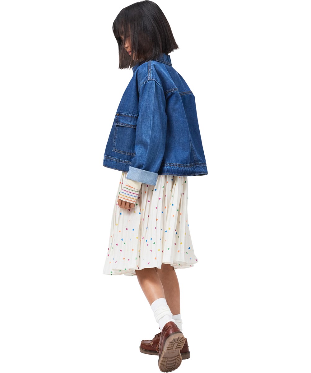 Bess - Confetti_Rainbow - Gebroken witte geplooide kinderrok met een hartjesprint