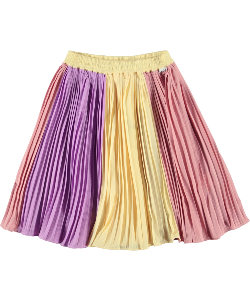 Bess - Pale Sun - Veelkleurige geplooide midi rok