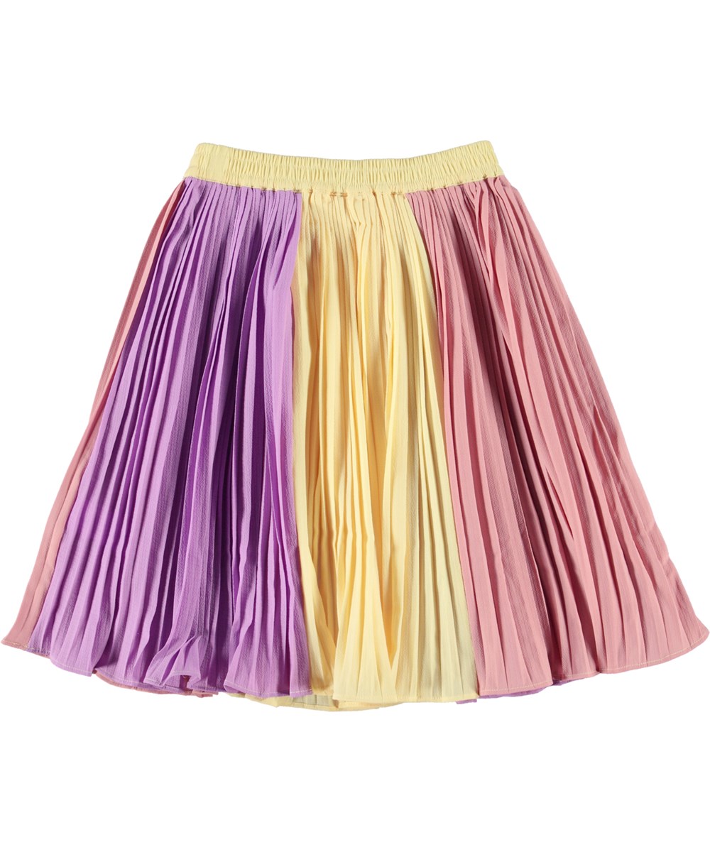 Bess - Pale Sun - Veelkleurige geplooide midi rok