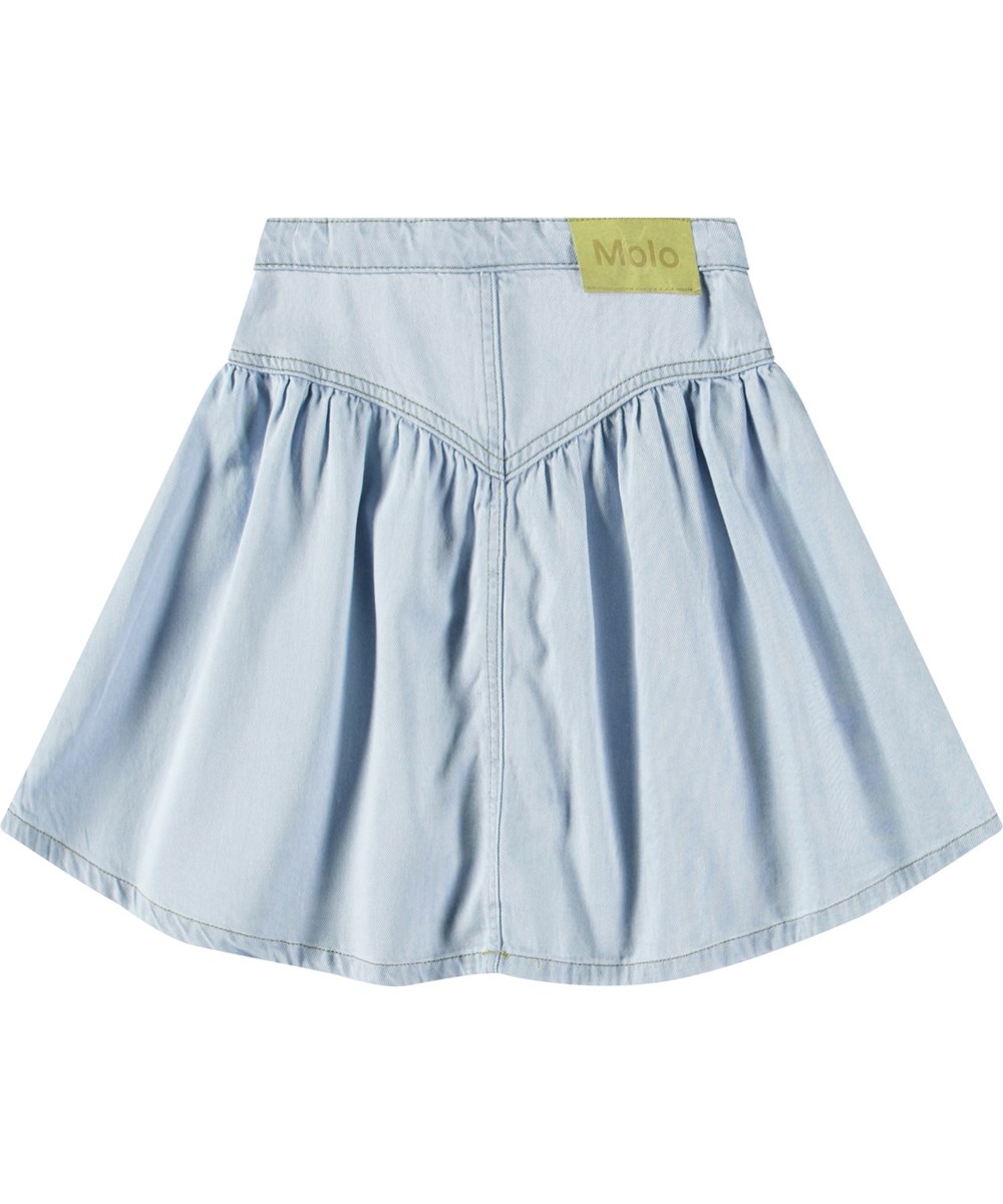 Betsy - Bleached Drapy - Lichtbaluwe kinderspijkerrok met prachtige taille en knoopsluiting.