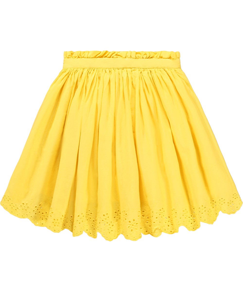 Blanca - Sunshine - Gele kinderrok met kant gemaakt van biologisch katoen 
