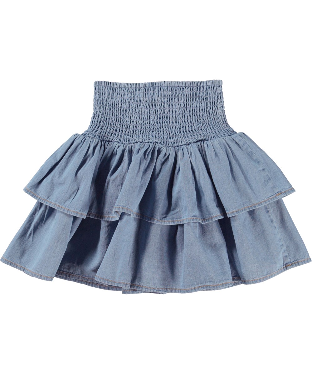 Bonita - Light Chambrey - Lichtblauw rok met een wijde bovenstuk en een rok in twee lagen.