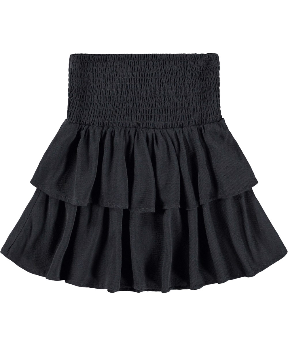 Bonita - Black - Zwarte knielange rok voor kinderen gemaakt van viscose.