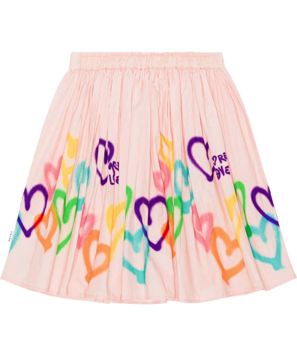 Bonnie - Colourful Hearts - Roze rok van biologisch katoen met hartjesprint