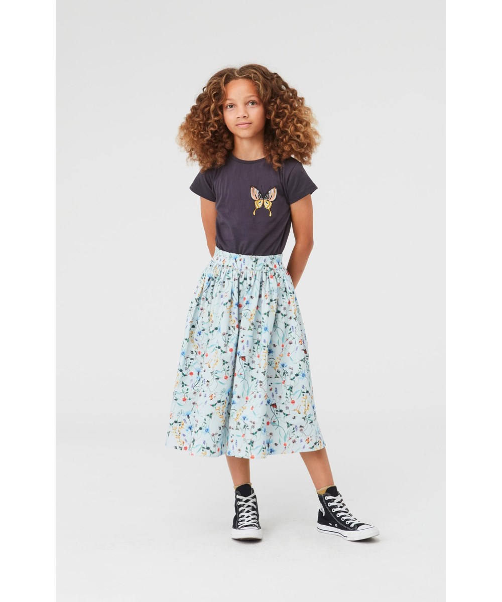 Bree - All Small Things - Lichtblauwe biologische rok met bloemen