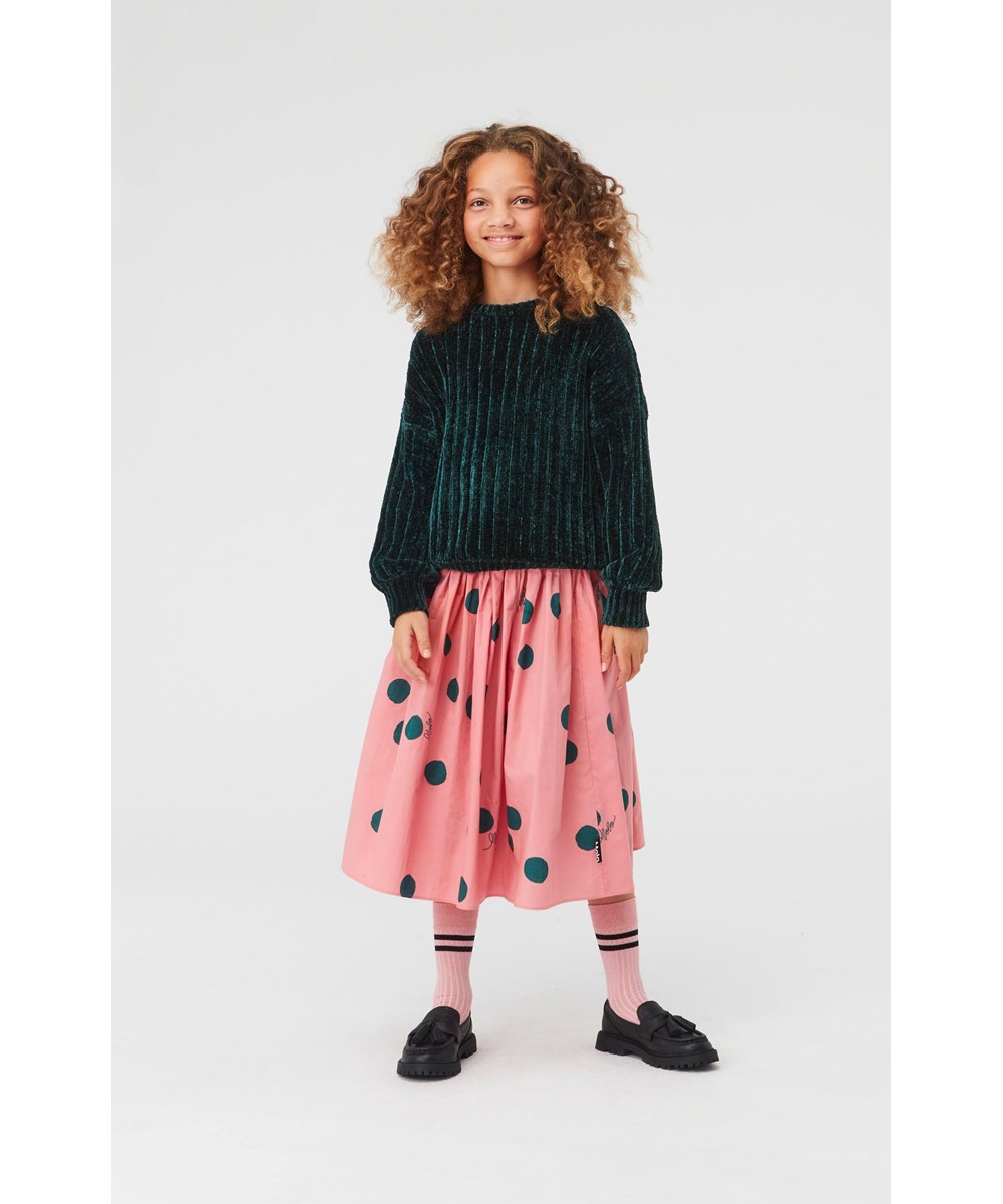 Bree - Green Dots - Roze biologische rok met groene stippen