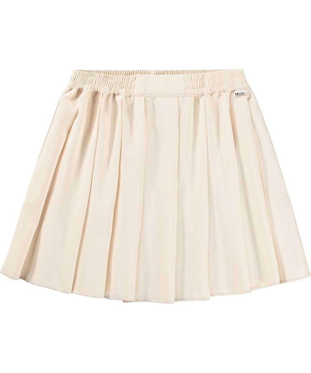 Breeta - Pearled Ivory - Gebroken witte sportieve kinderrok met brede plooien