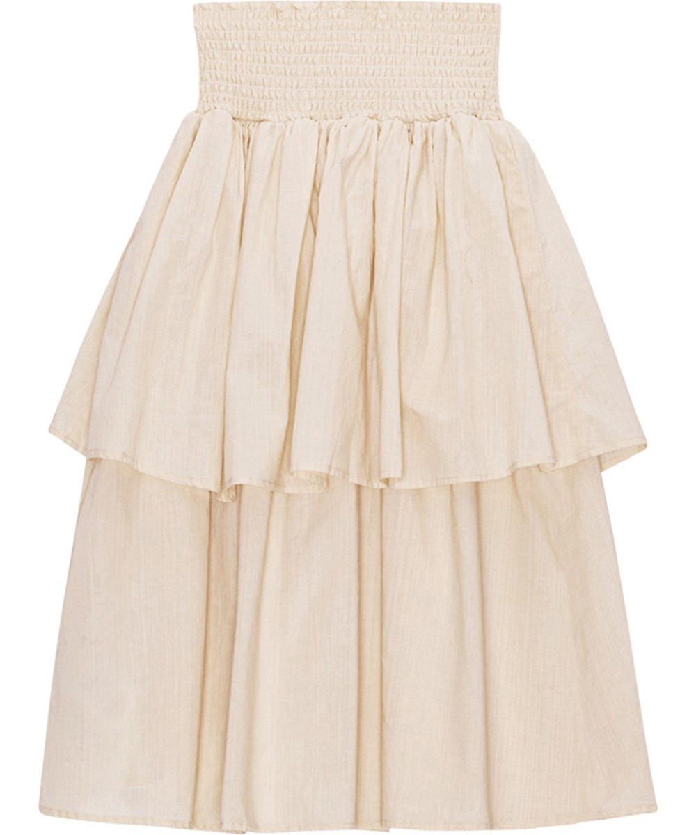 Brenna - Summer Sand - Zandkleurige rok met gerimpelde bovenstuk