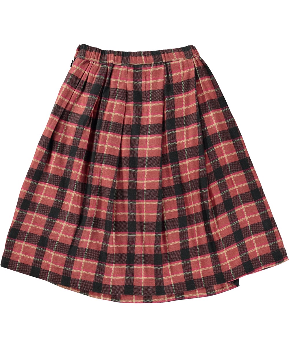 Brooke -  Rose Check - Rode en zwarte geruite midi rok