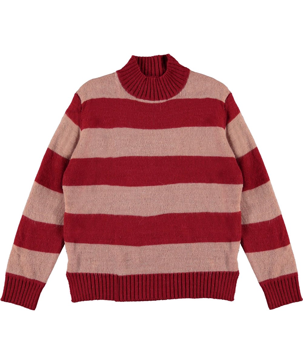 Gady - Chili Rose Stripe - Gebreide coltrui in rood en roze