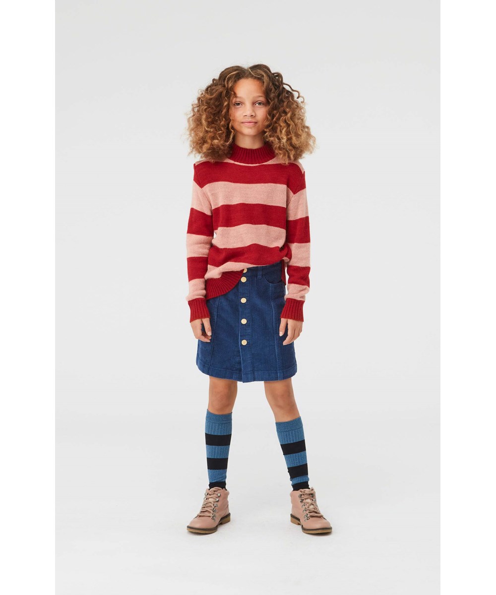 Gady - Chili Rose Stripe - Gebreide coltrui in rood en roze