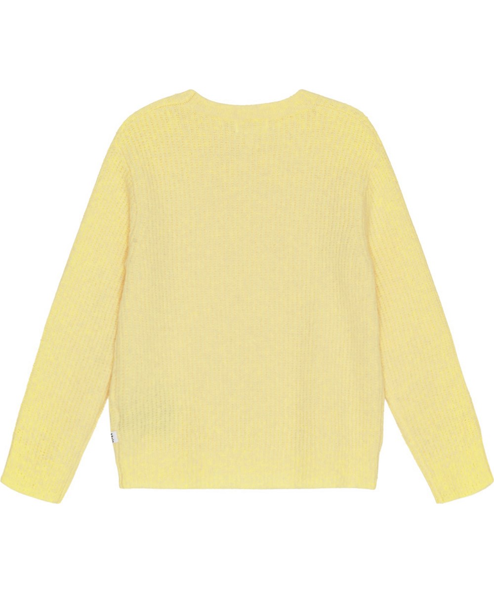 Garda - Pixi Dust Yellow - Warme gele wollen trui met geribbelde boorden in een normale pasvorm.