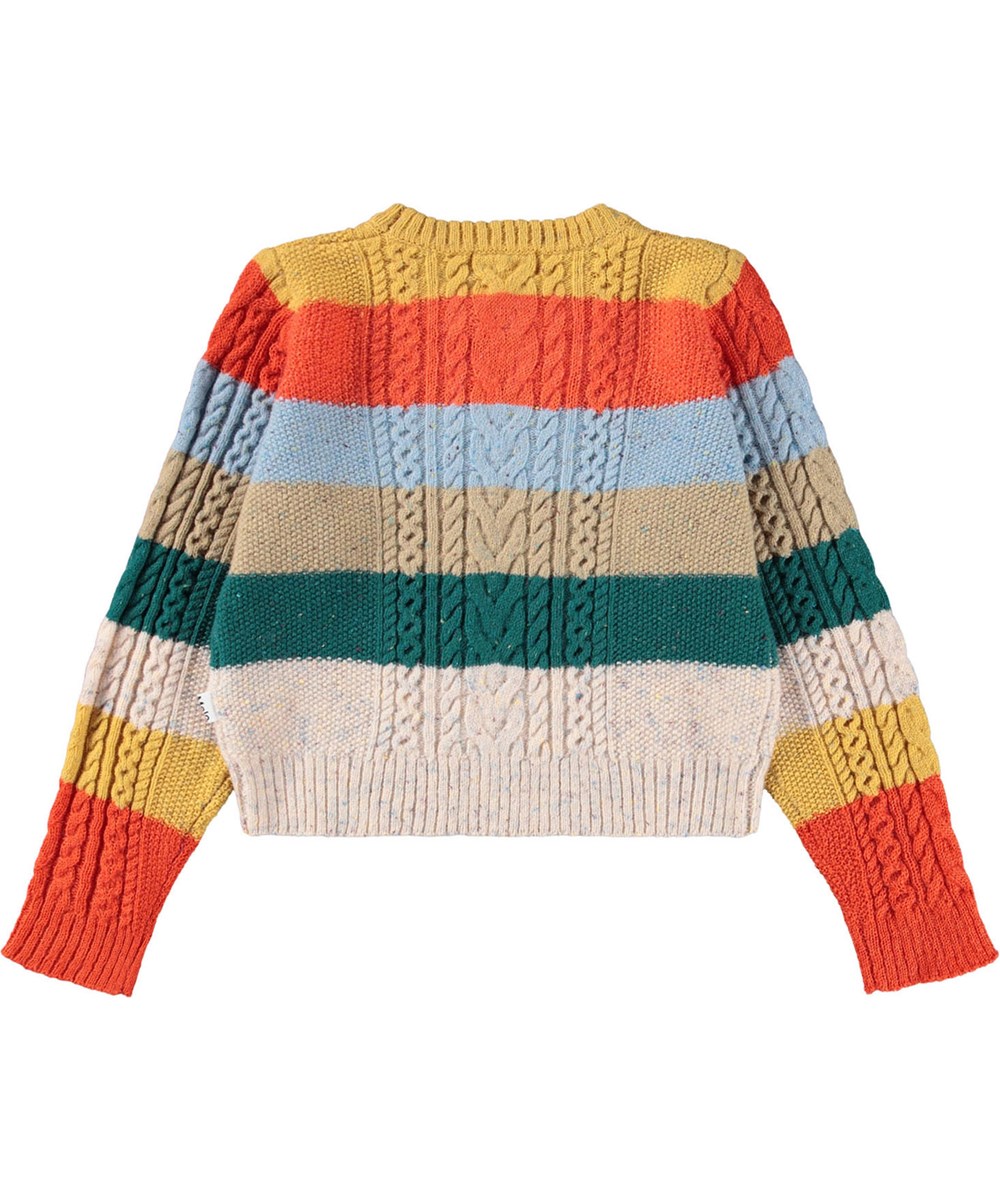 Gerdis - Ski Stripe - Gestreepte gebreide kindertrui gemaakt van wol in meerdere kleuren.