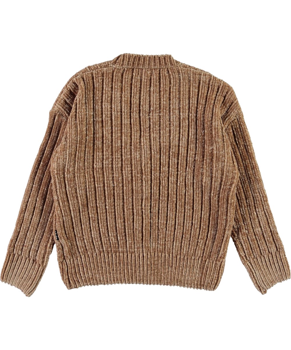 Gianna - Doeskin - Chenille wollen vest in bruin