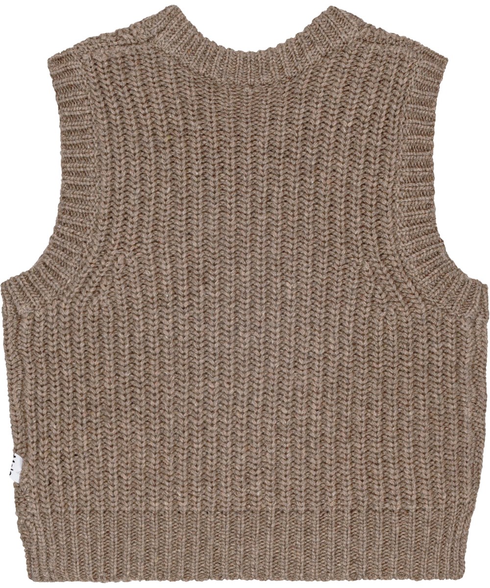 Gilberte - Brown Sugar - Beige gebreid overgooier van een mix van wol en acryl.