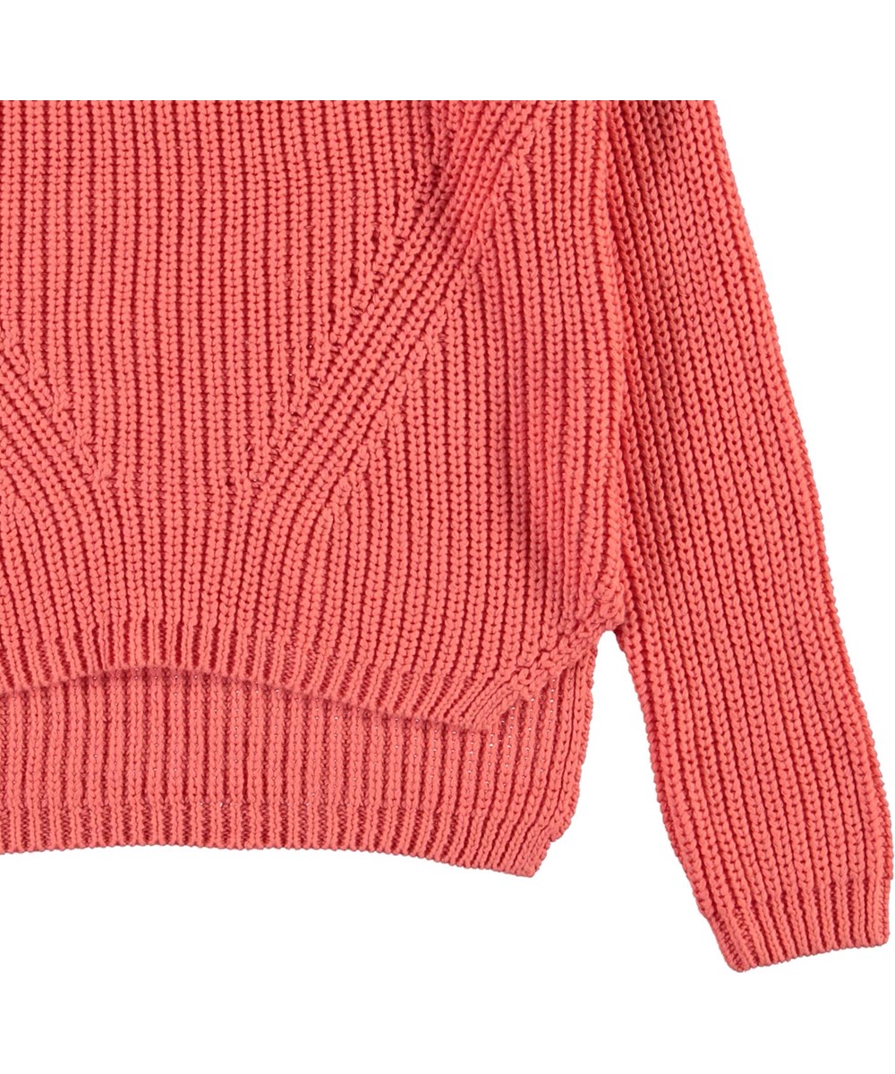 Gillis - Burnt Coral - Koraalrode gebreide katoenen trui