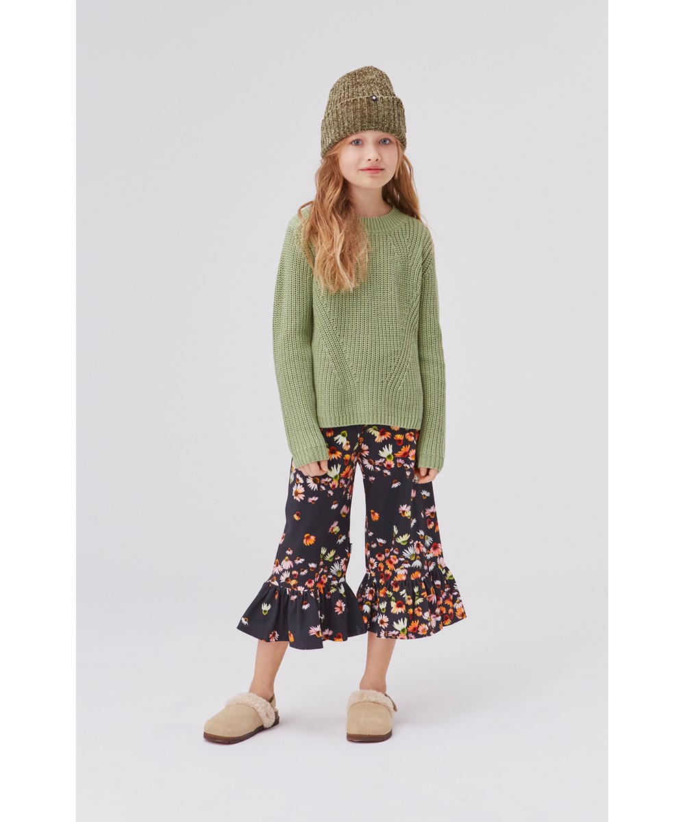 Gillis - Vintage Green - Groene gebreide katoenen trui