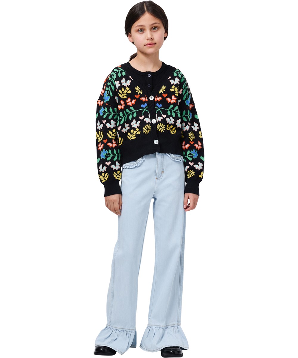 Gilly - Flower Joy - Zwart katoenen kindervest 