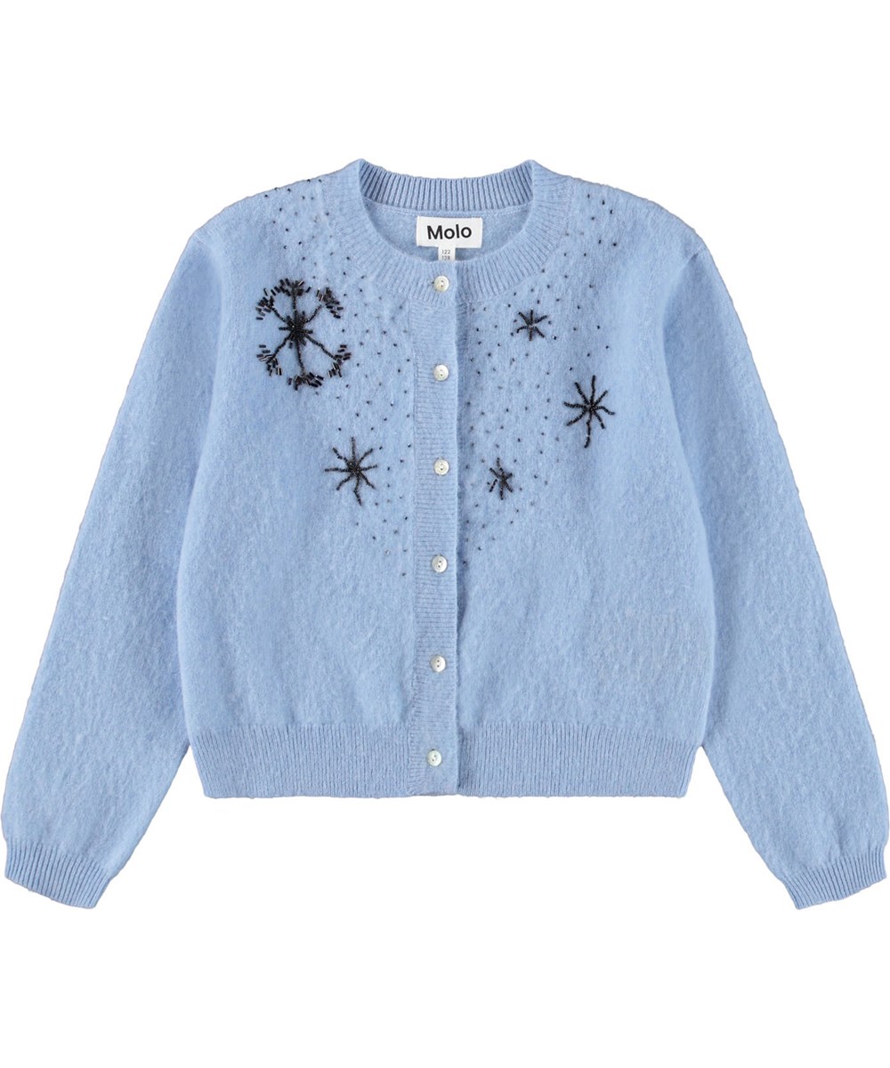 Ginny - Blue Moon - Mooie lichtblauwe kindervest gemaakt van zachte geborstelde wol.