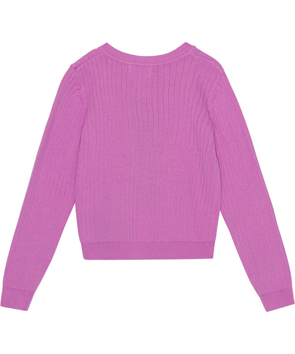 Gloria - Purple Pink - Paarsroze vest in een delicate patroon van zacht biologisch katoen