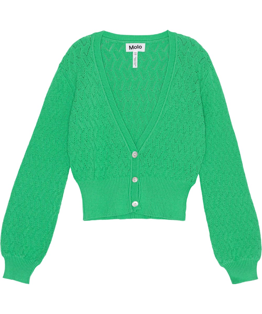 Glory - Chalk Green - Groene gebreide vest in een mooi patroon
