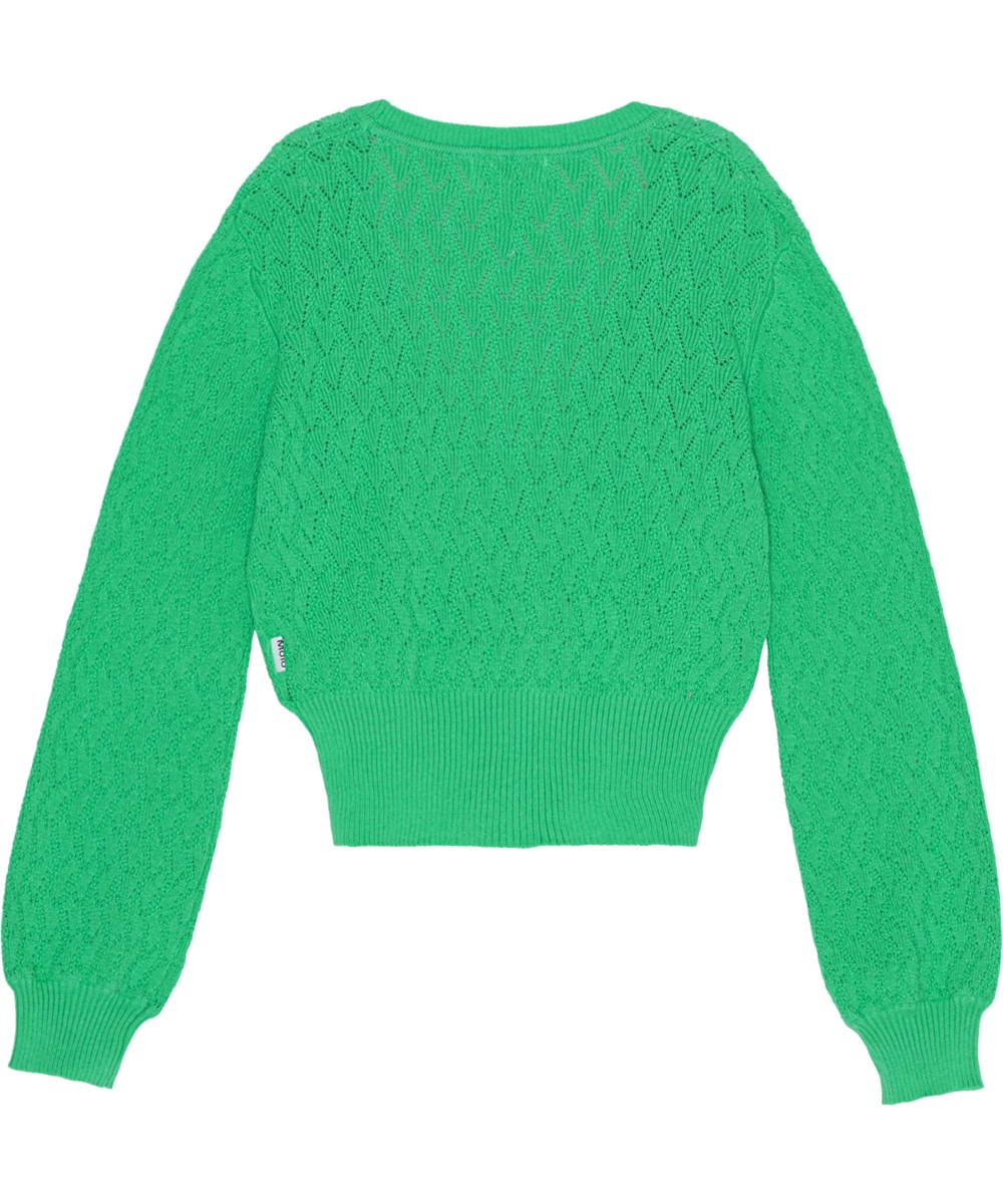Glory - Chalk Green - Groene gebreide vest in een mooi patroon