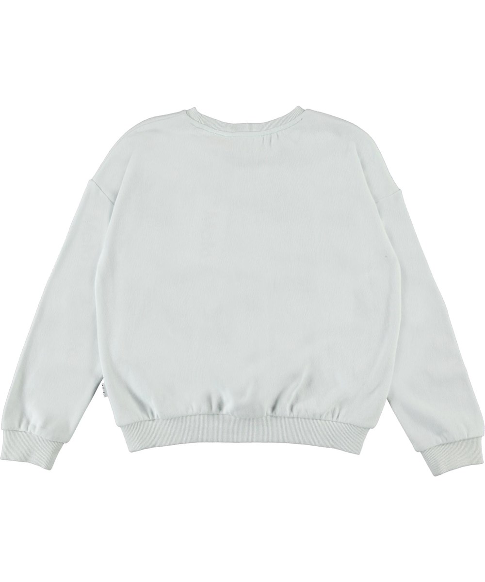 Maja - Flying Free - Lichtblauwe sweater met geborduurde vlinder