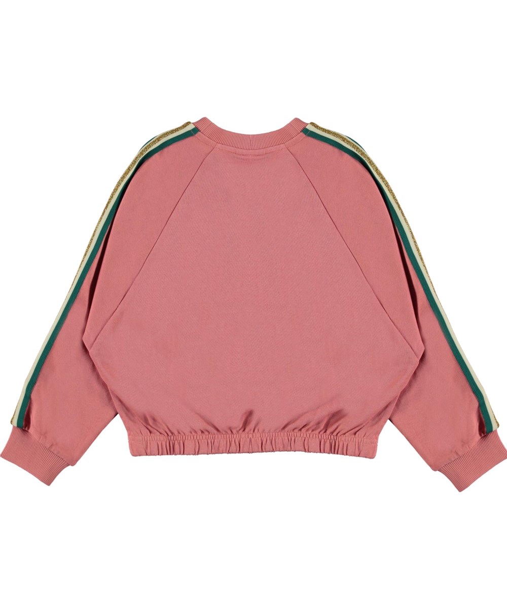 Malinda - Vintage Rose - Roze biologische sweater met gestreepte band