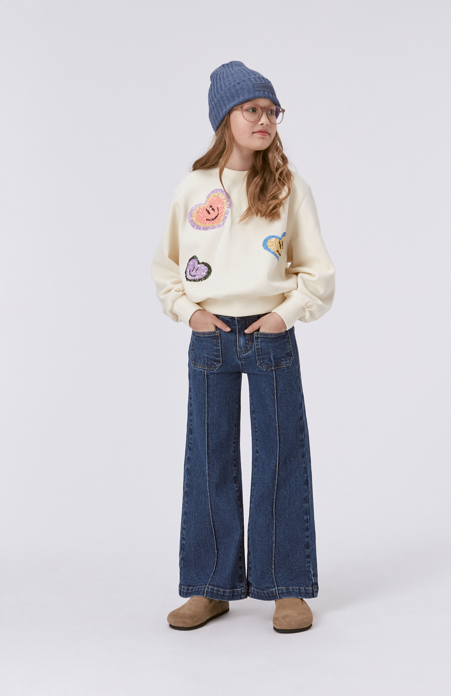 Marge - Heart Smiles - Gebroken witte sweater met hart van