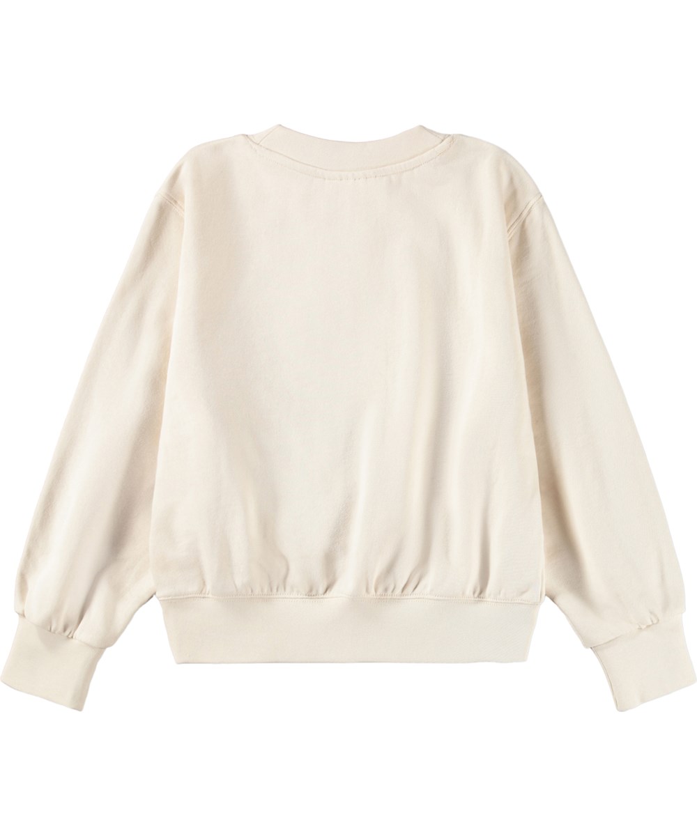 Marge - Pearled Ivory - Gebroken witte kindersweater met geborduurde bloemen gemaakt van biologisch katoen