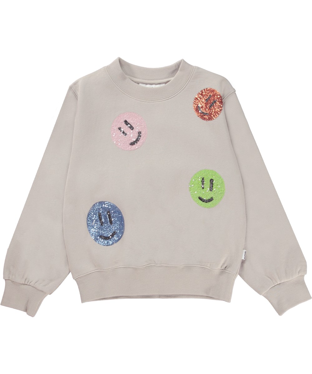 Marge - Soft Sand - Beige biologische trui met pailletten