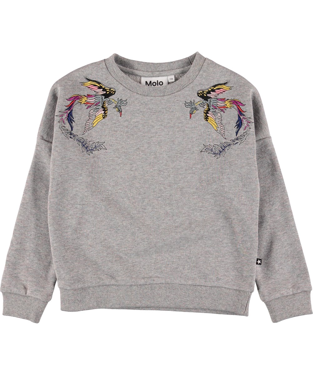 Marigold - Shimmer Grey - Grijze trui met borduurwerk.