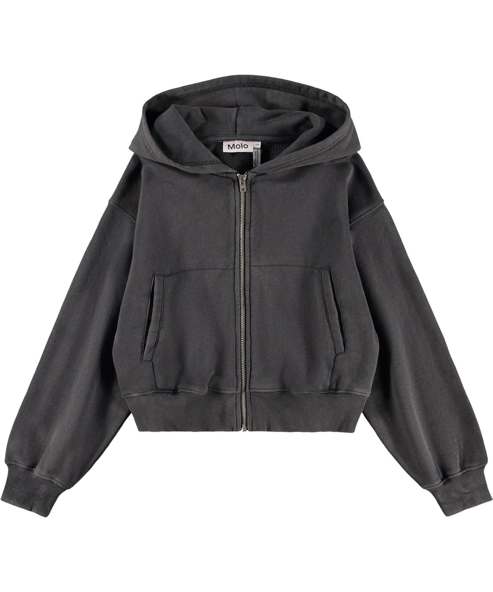 Martina - Raven - Grijze kinderhoodie gemaakt van biologisch katoen