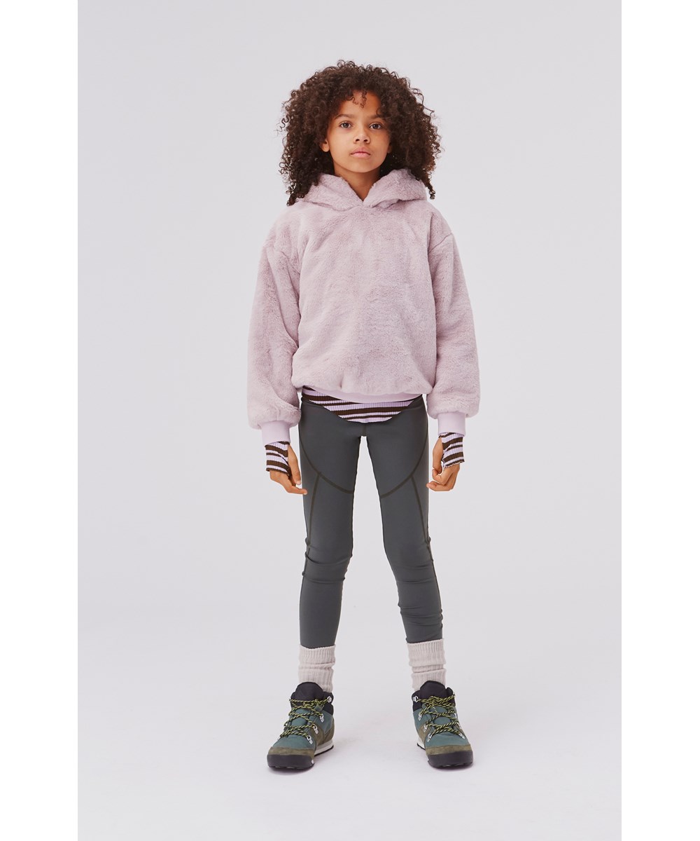 Maureen - Frozen Lilac - Paarse hoodie van imitatiebont