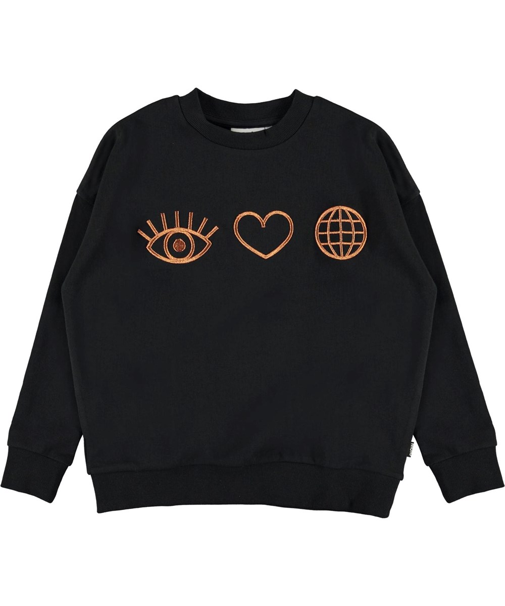 Maxi - Black - Biologische sweater met brons