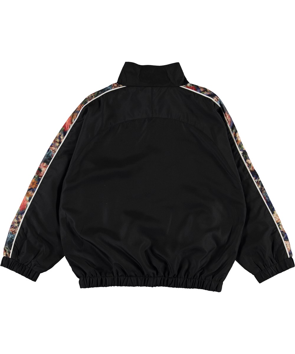 Maxine - Black - Zwarte trainingsjas met bloemen