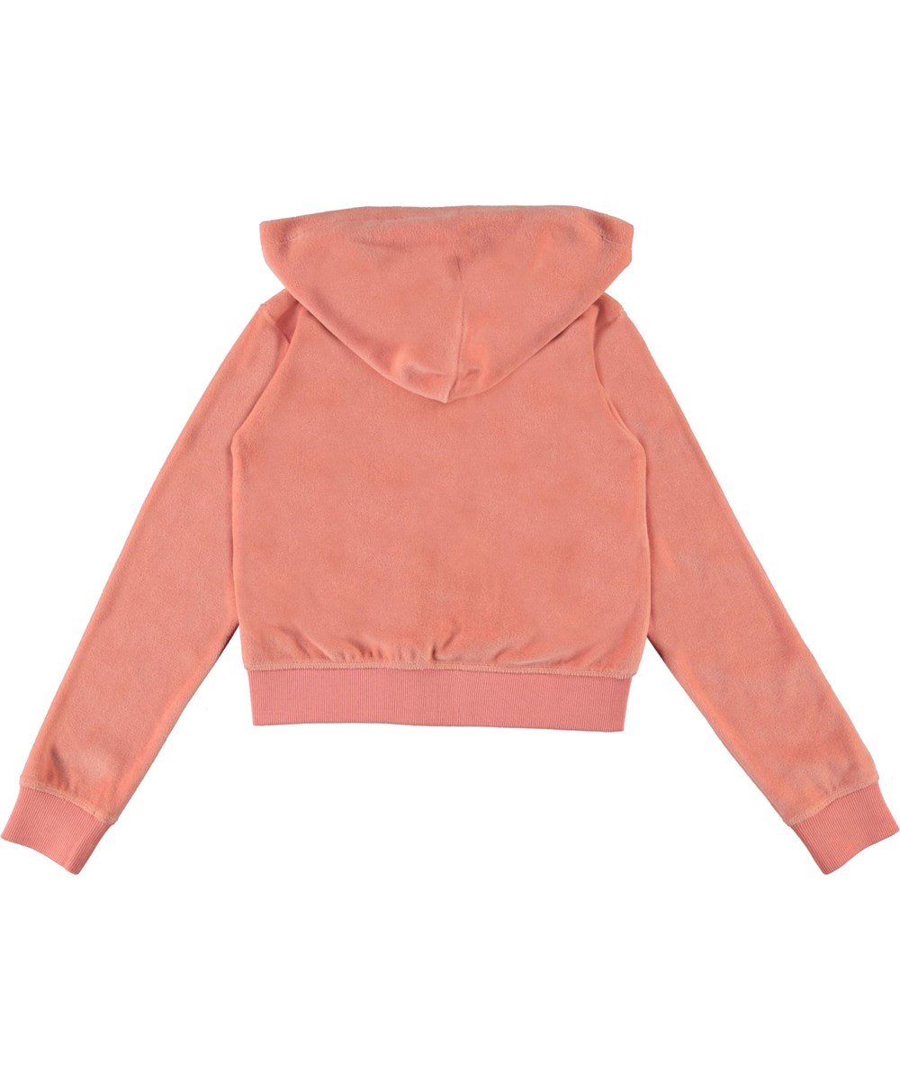 Milla - Burnt Coral - Koraalkleurige fluwelen hoodie