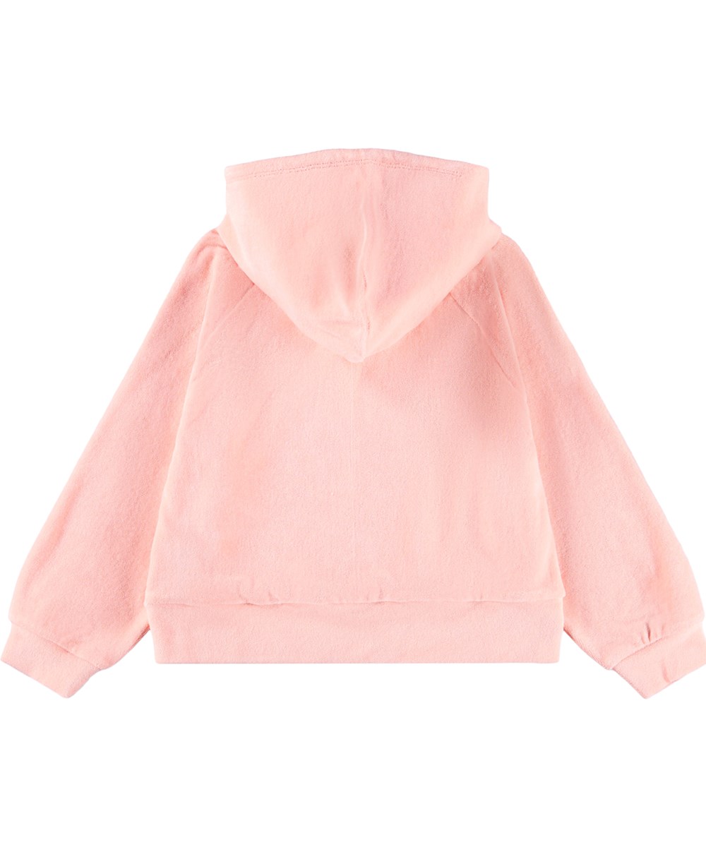 Minelli - Peach Bud - Perzikkleurige kinderhoodie gemaakt van biologisch katoenen badstof